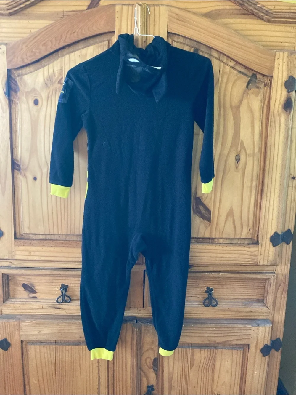 Boys Lego Batman black yellow one piece hooded pajamas size 8